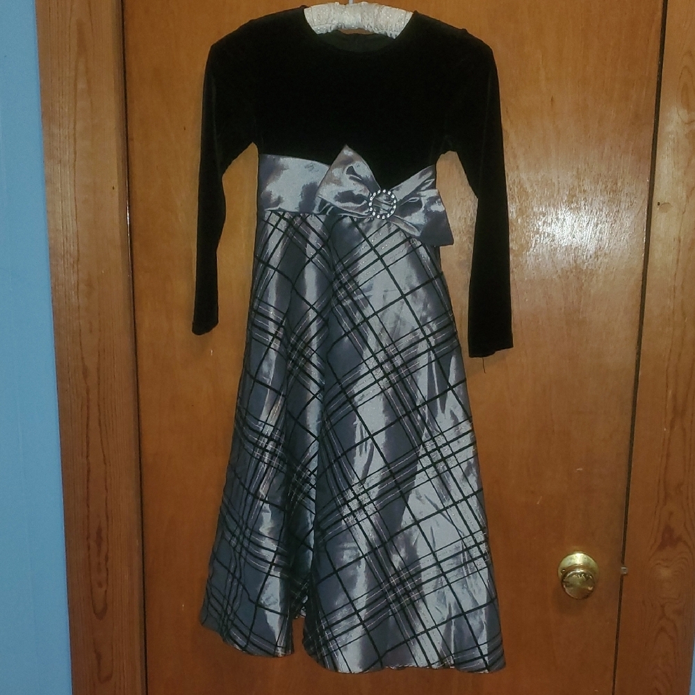 Bonnie Jean Black and Silver Checkered Dress